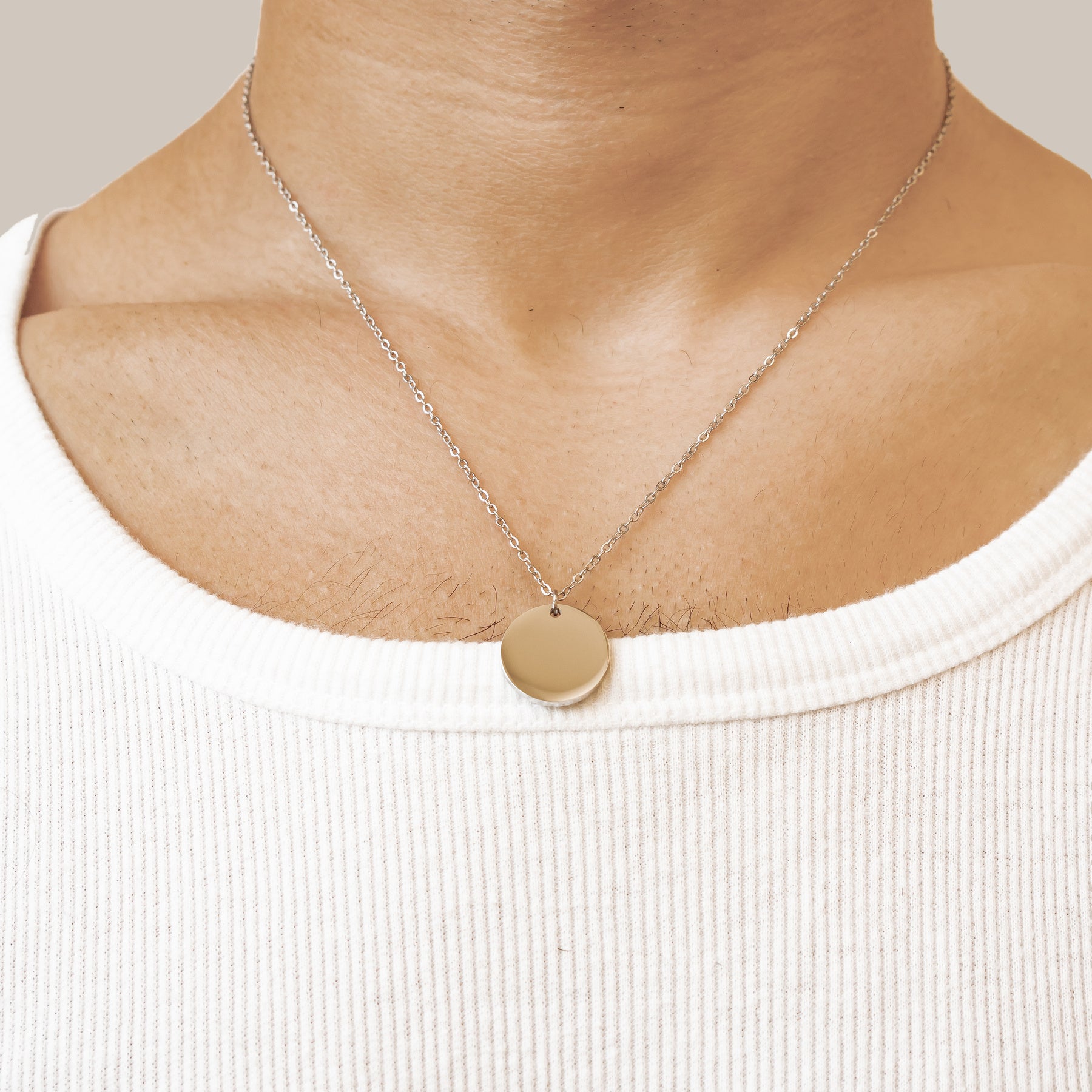 Minimalist Disc Pendant Necklace Waterproof