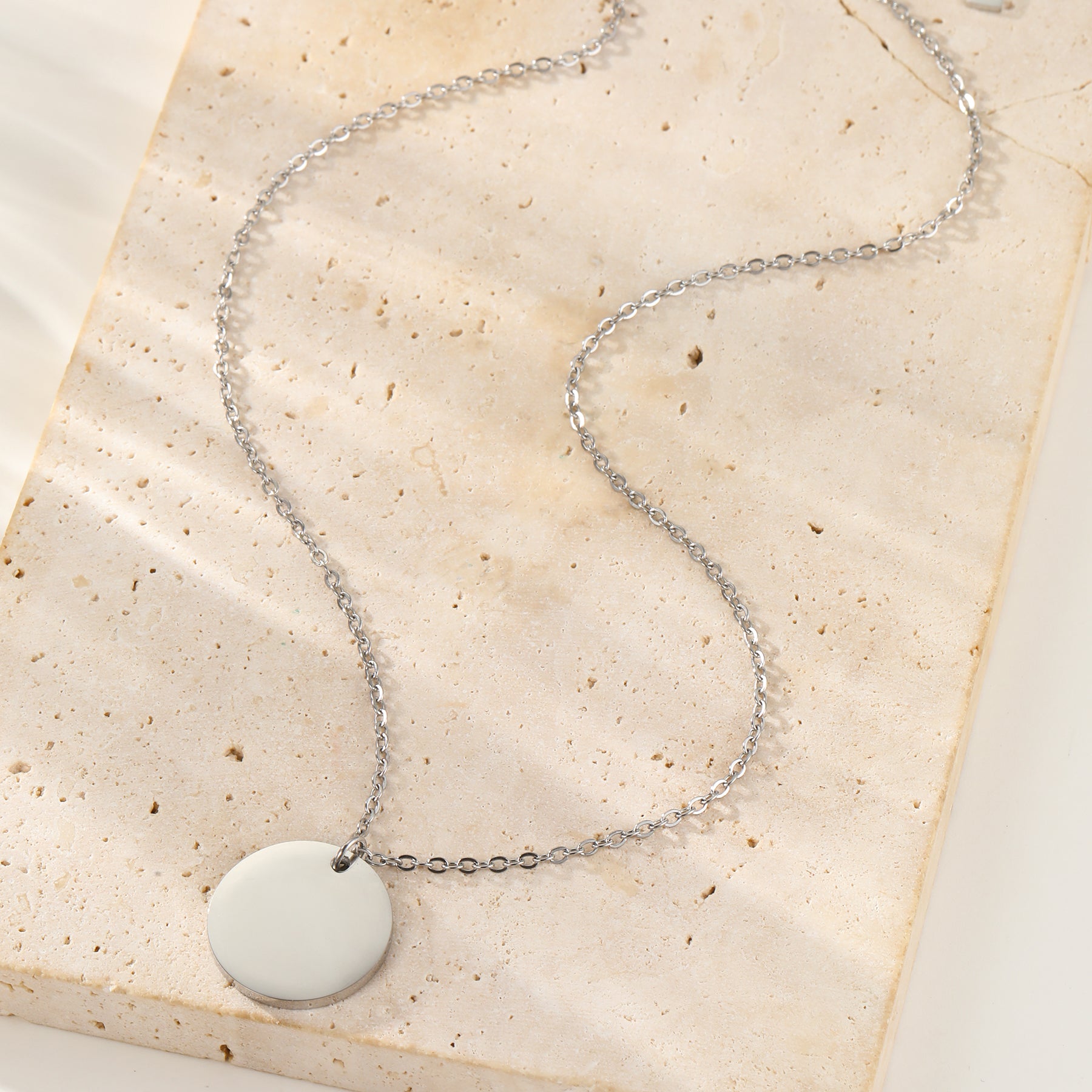 Minimalist Disc Pendant Necklace Waterproof