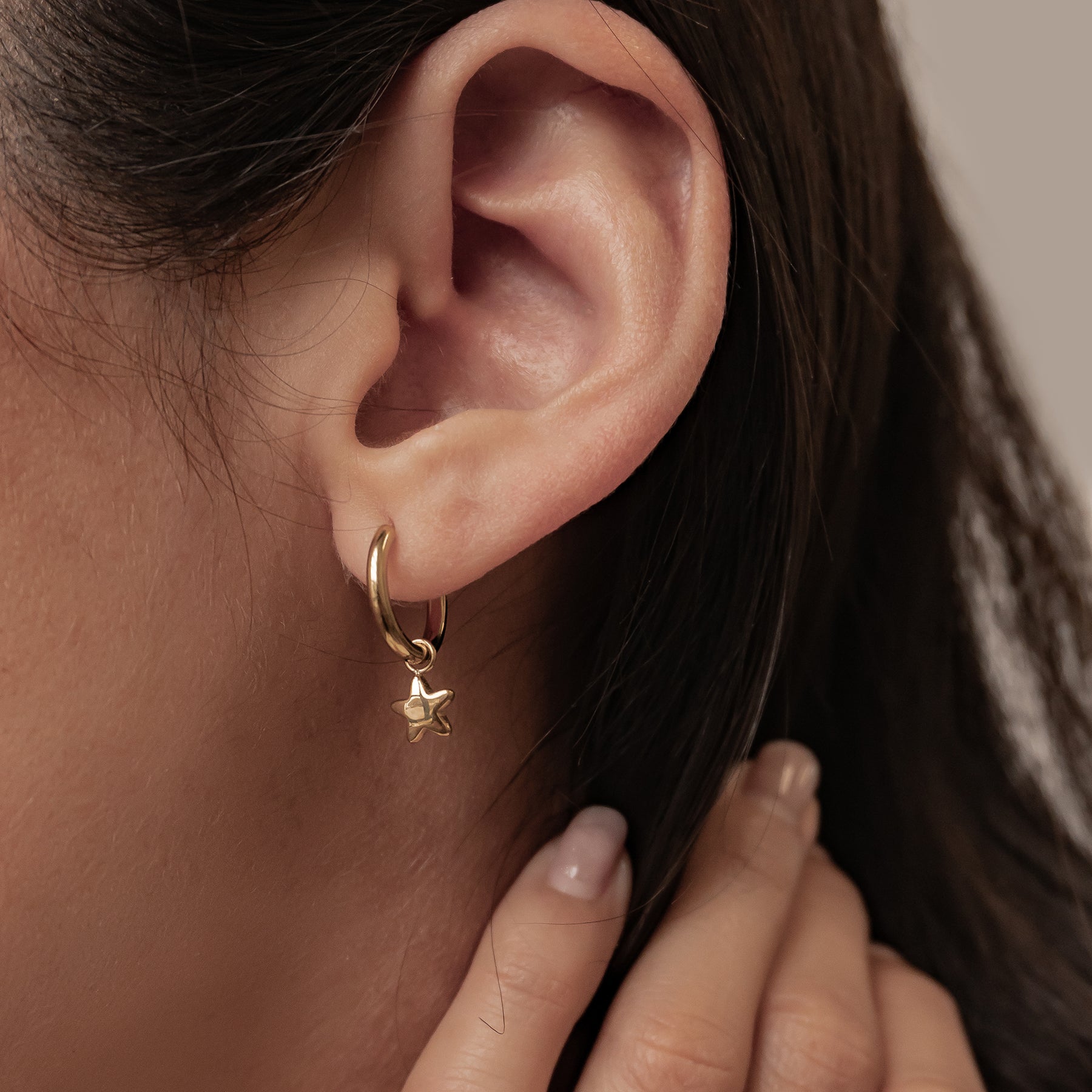 Mond und Stern Hoop Ohrringe Wasserfest