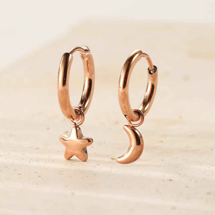 Pendientes Aro Luna y Estrella Waterproof