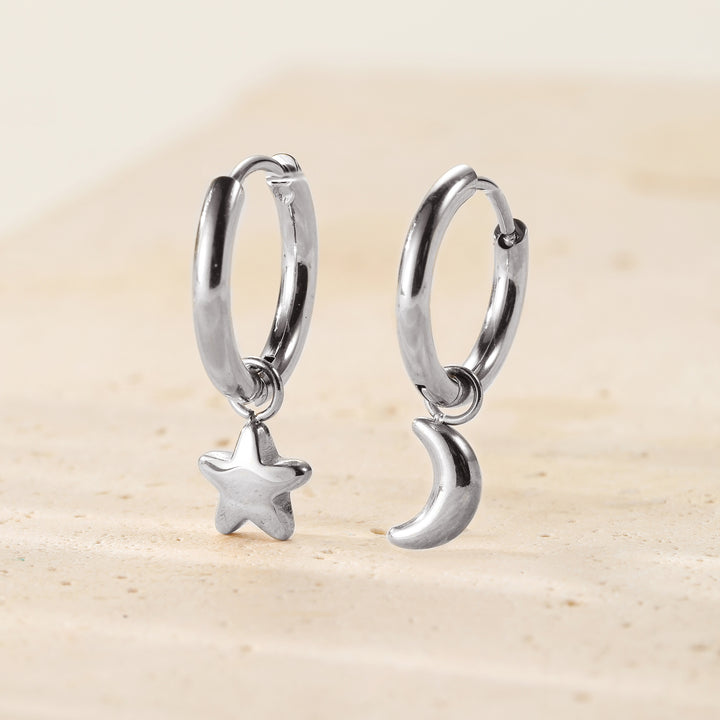 Pendientes Aro Luna y Estrella Waterproof