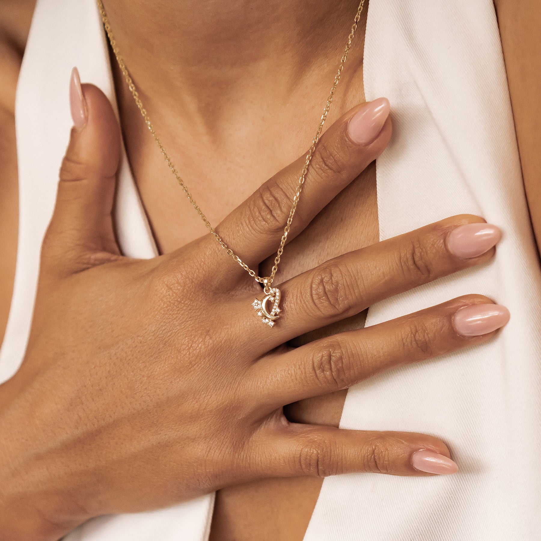 Collier Pendentif Lune et Étoile Sterling Argent