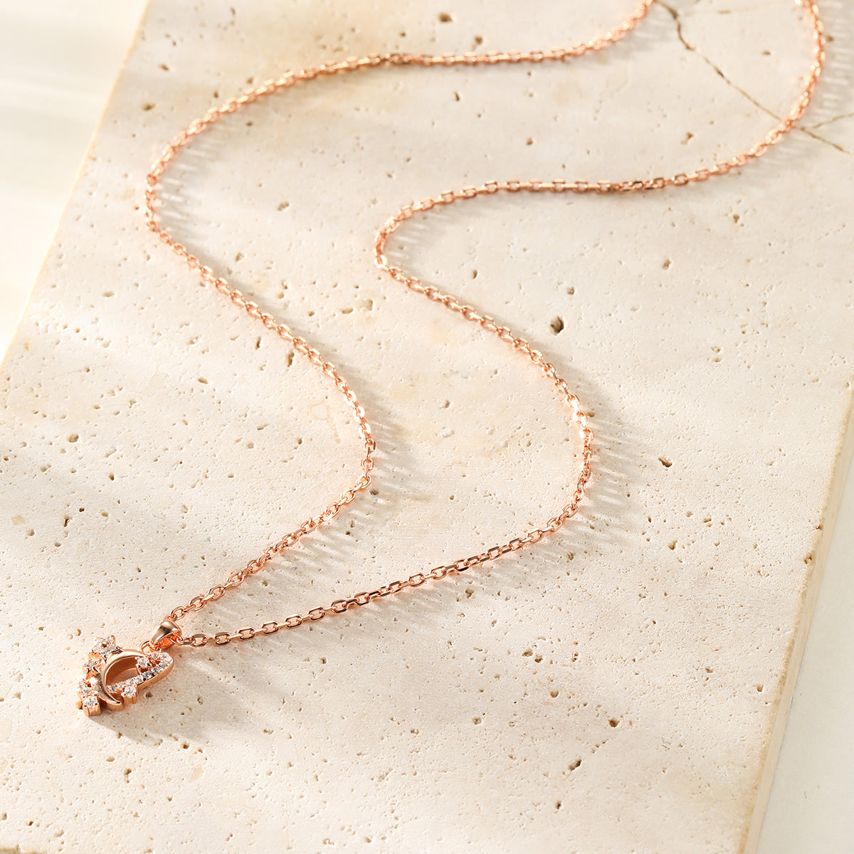 Collier Pendentif Lune et Étoile Sterling Argent