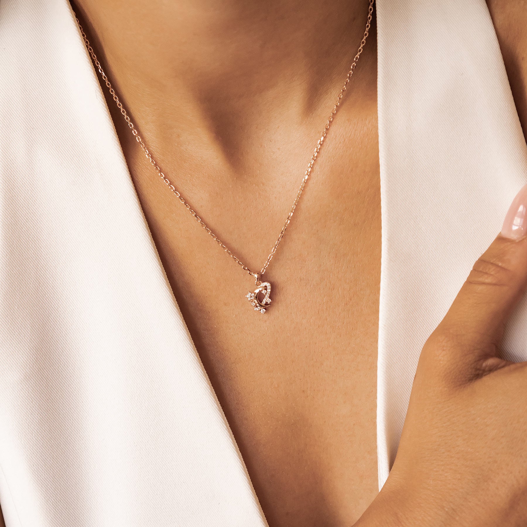 Collier Pendentif Lune et Étoile Sterling Argent