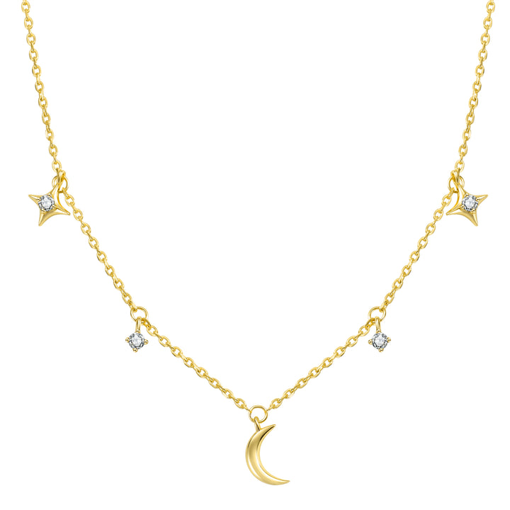 Collier Charms Lune Étoile & Ciel Sterling Argent