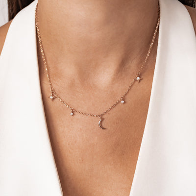 Collier Charms Lune Étoile & Ciel Sterling Argent