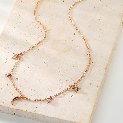 Collier Charms Lune Étoile & Ciel Sterling Argent