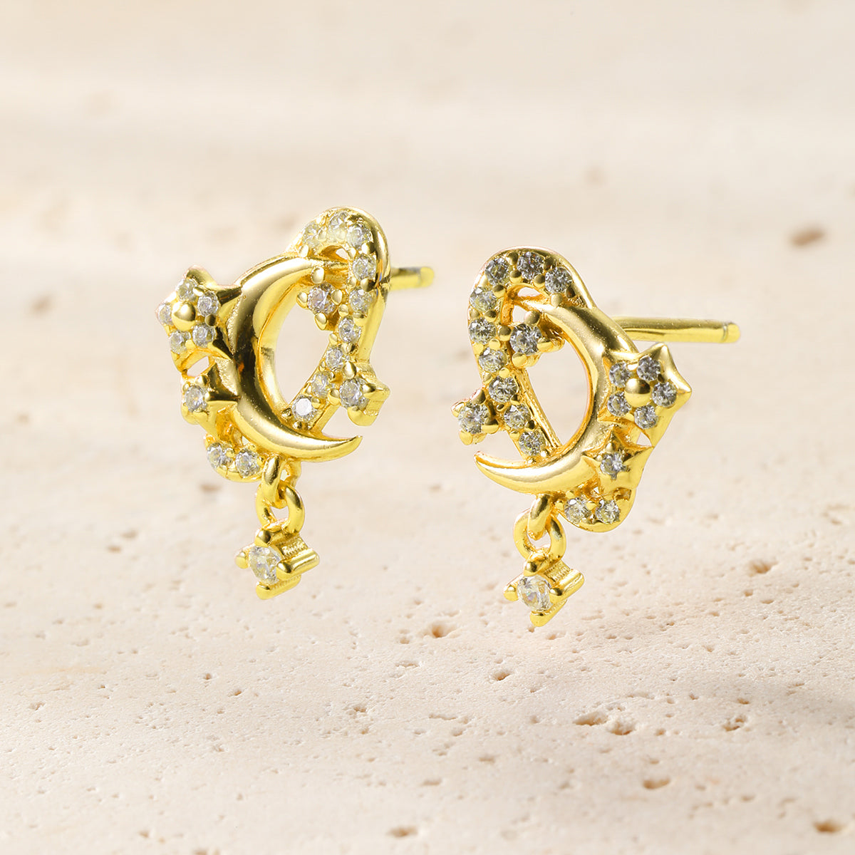 Boucles d’oreilles Lune et Étoile Sterling Argent