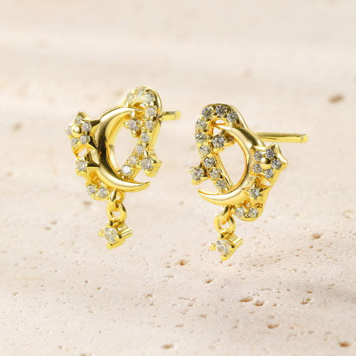 Boucles d’oreilles Lune et Étoile Argent Sterling