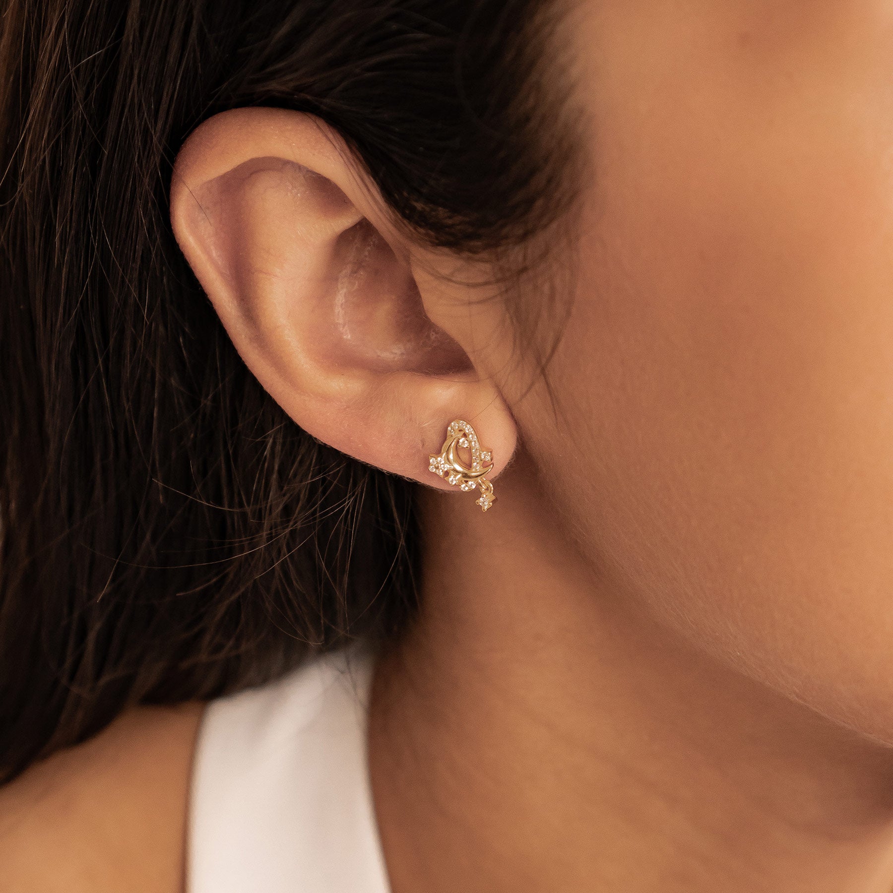 Boucles d’oreilles Lune et Étoile Sterling Argent