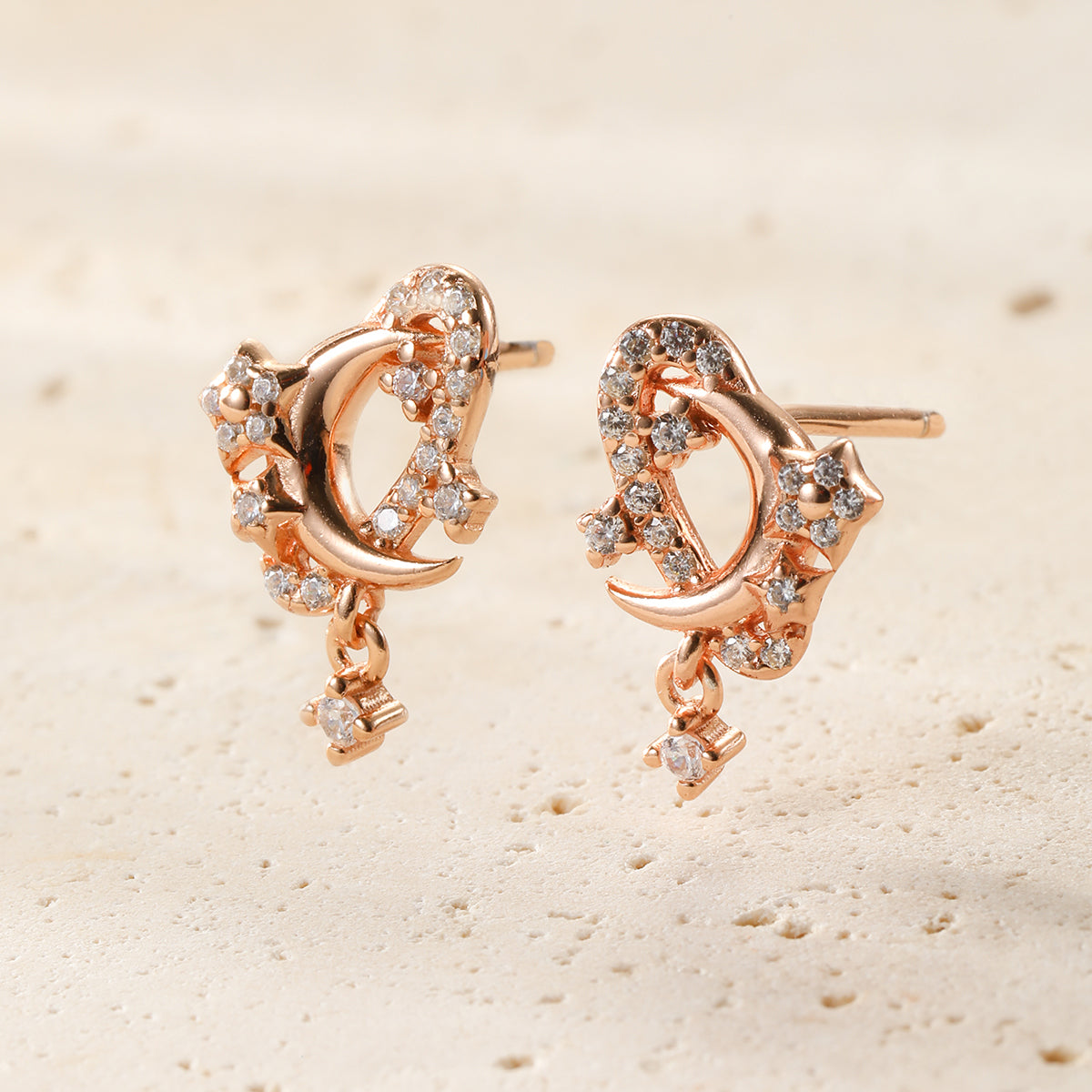 Boucles d’oreilles Lune et Étoile Sterling Argent