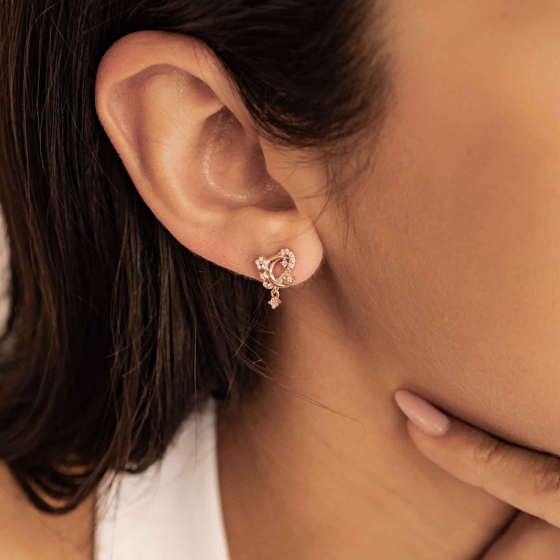 Boucles d’oreilles Lune et Étoile Sterling Argent