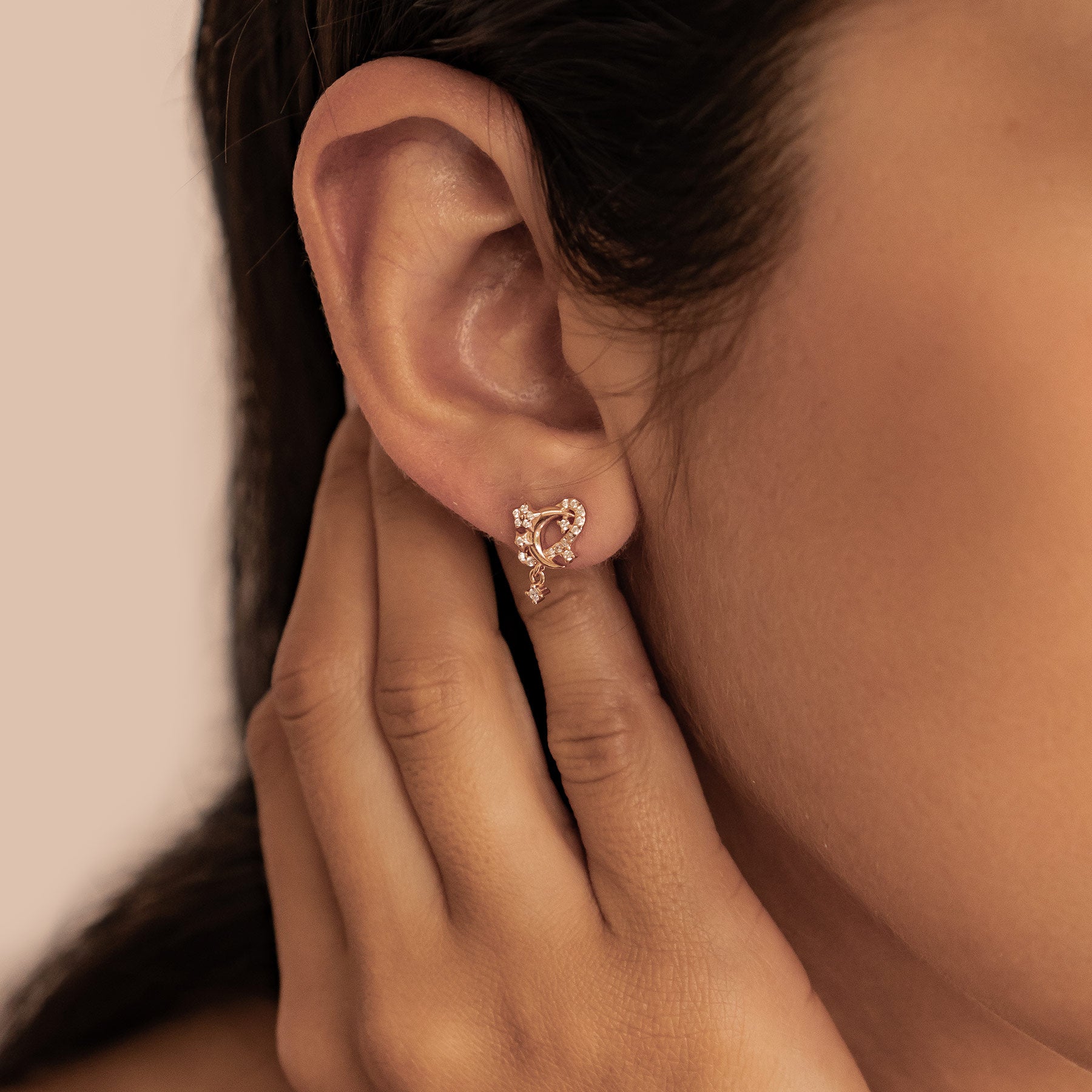 Boucles d’oreilles Lune et Étoile Sterling Argent