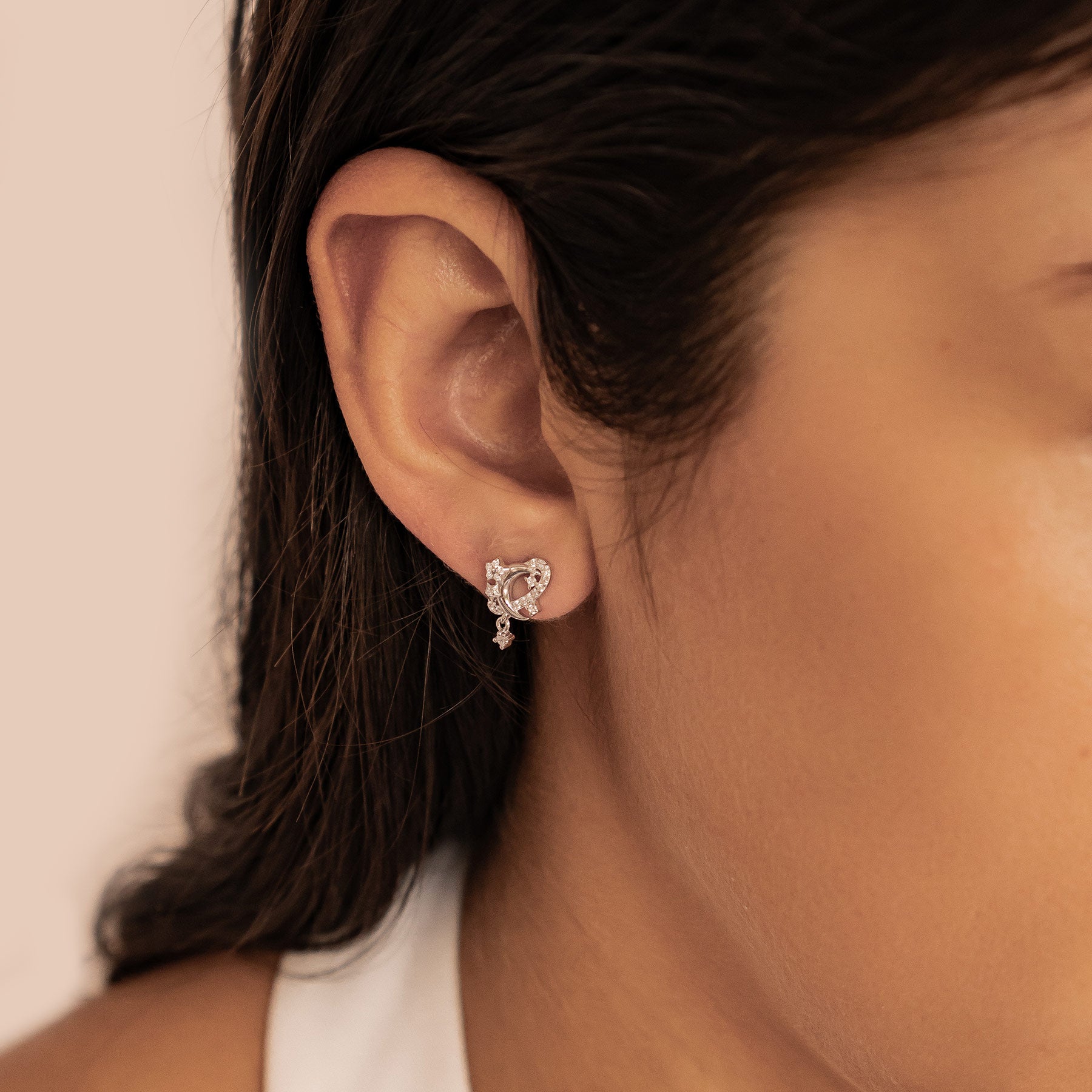 Boucles d’oreilles Lune et Étoile Sterling Argent