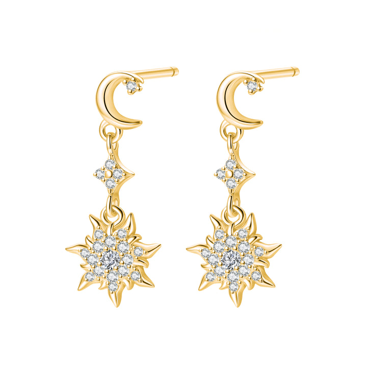 Pendientes Colgantes Luna y Sol Plata de Ley 925