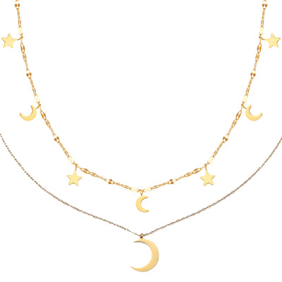 Ensemble Collier Lune et Étoile Waterproof