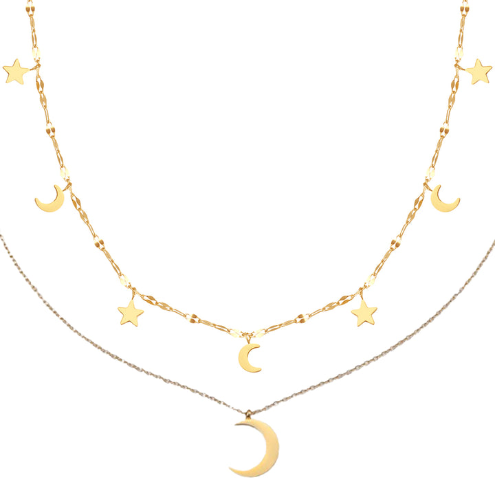 Mond und Stern Schmuck Ketten-Set Wasserfest