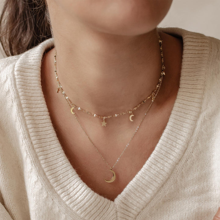 Mond und Stern Schmuck Ketten-Set Wasserfest