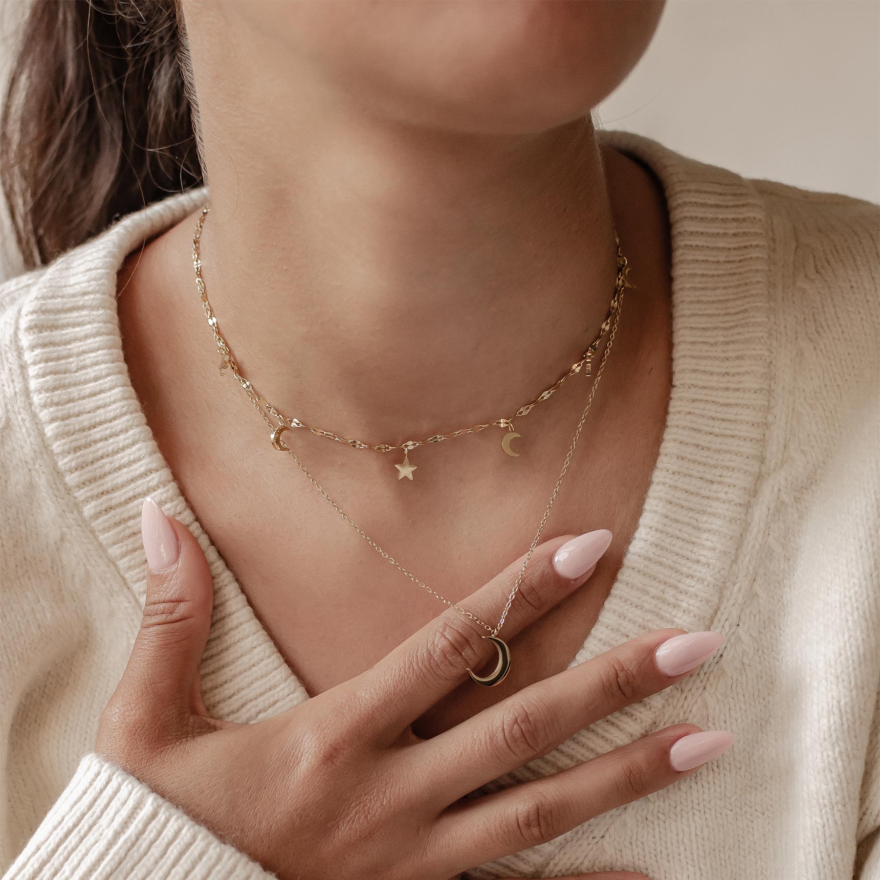 Mond und Stern Schmuck Ketten-Set Wasserfest