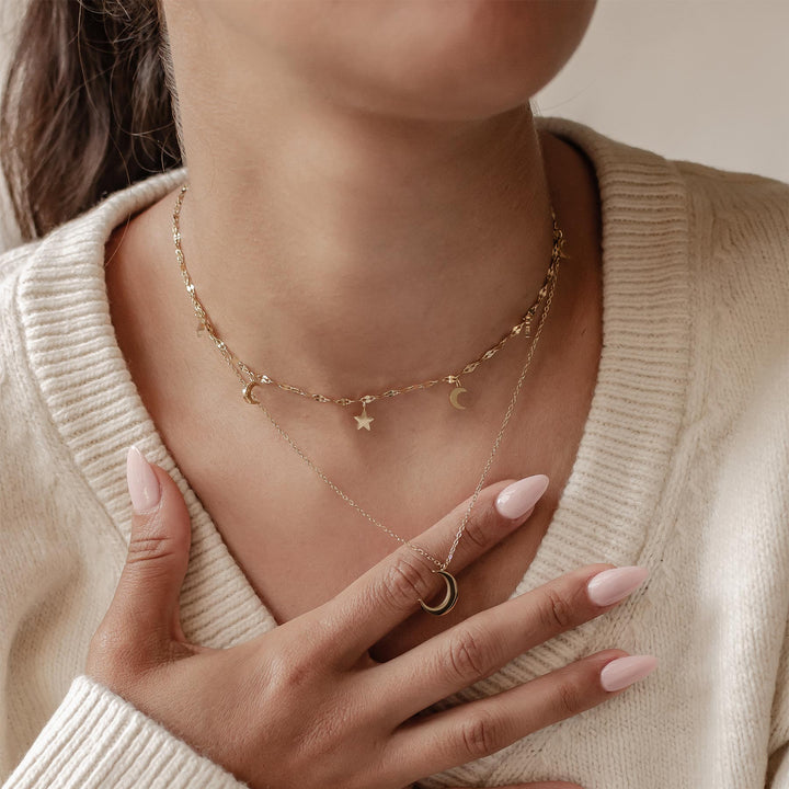 Mond und Stern Schmuck Ketten-Set Wasserfest