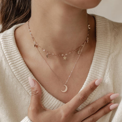 Ensemble Collier Lune et Étoile Waterproof