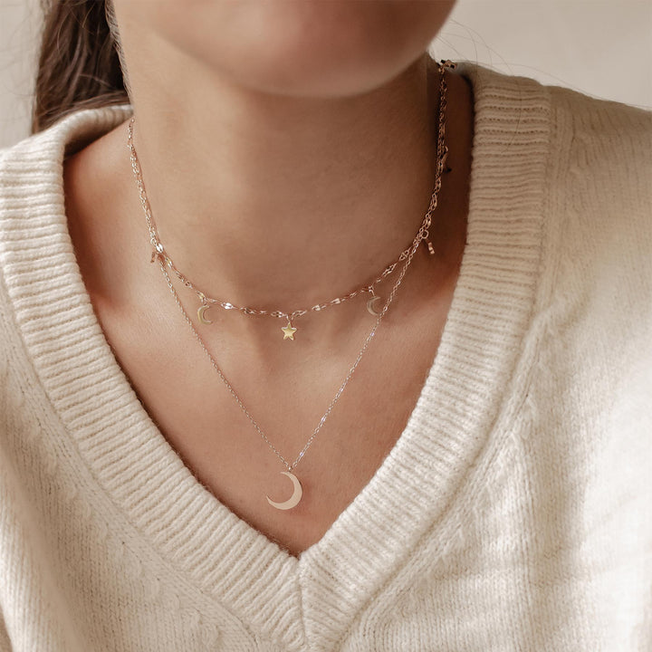 Mond und Stern Schmuck Ketten-Set Wasserfest