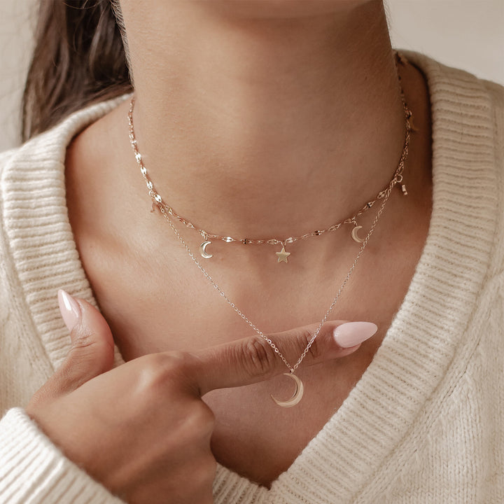 Mond und Stern Schmuck Ketten-Set Wasserfest