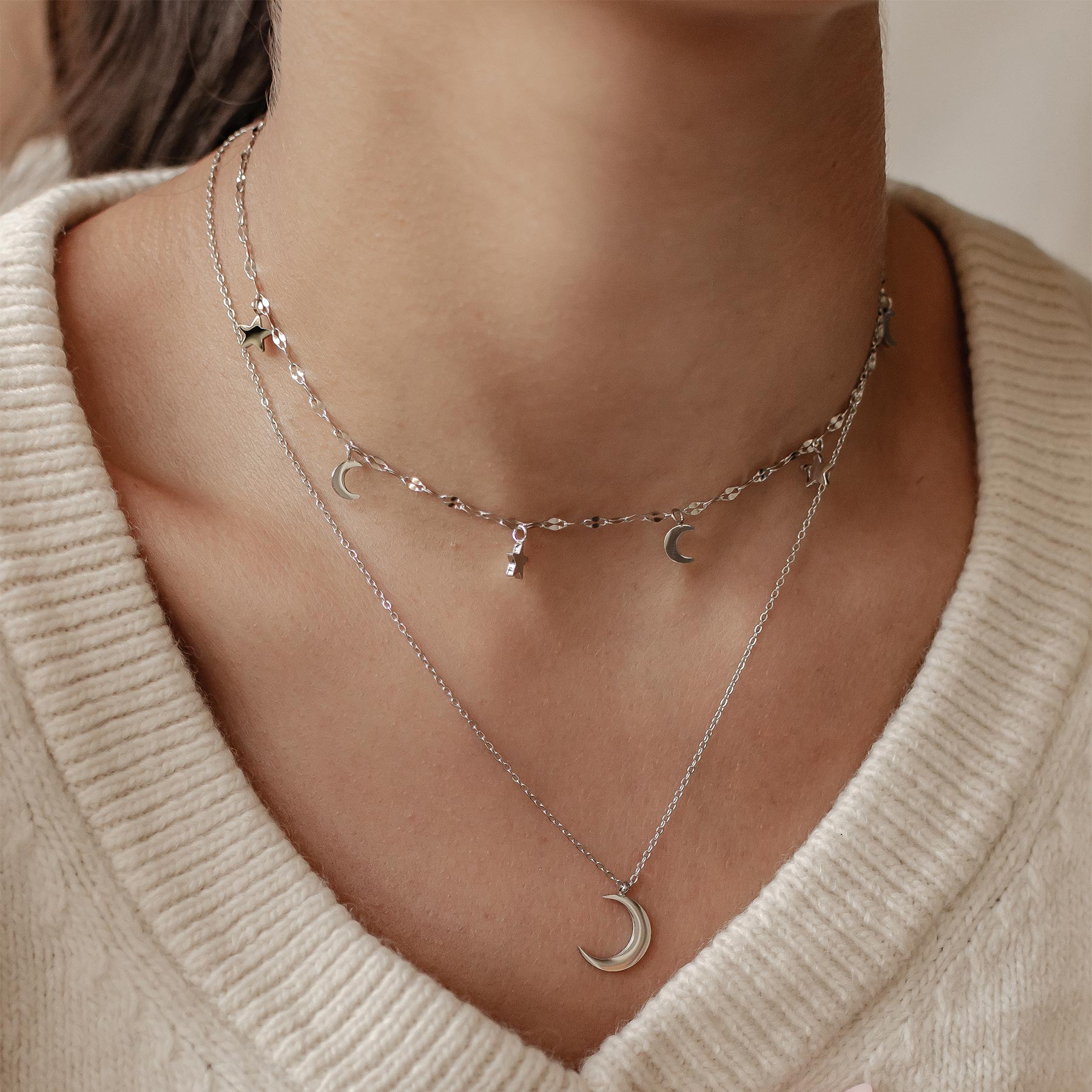 Mond und Stern Schmuck Ketten-Set Wasserfest