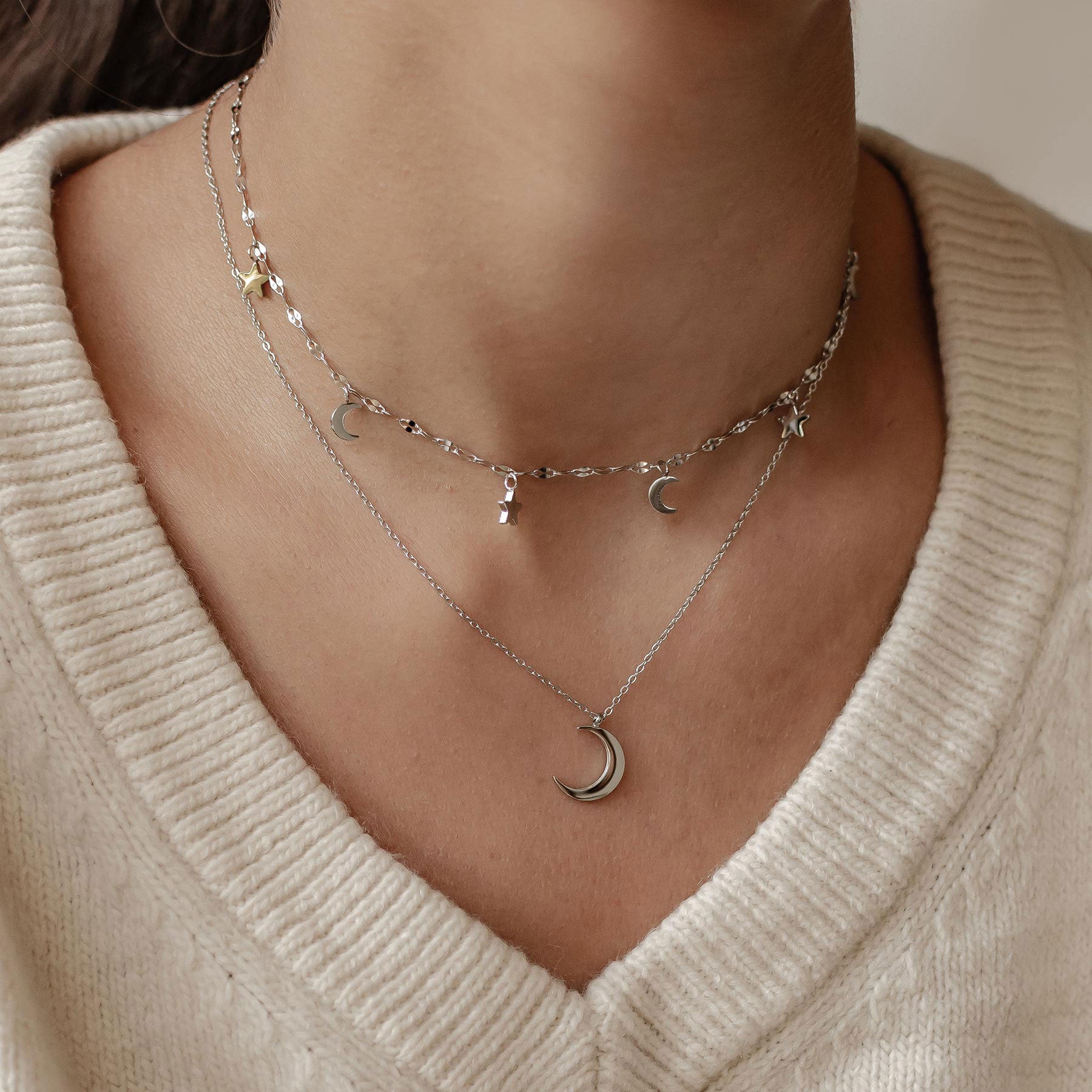 Mond und Stern Schmuck Ketten-Set Wasserfest