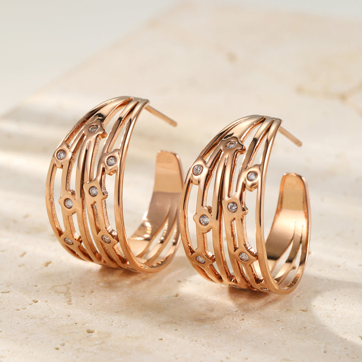 Multi Band Crystal Hoop Earrings Waterproof