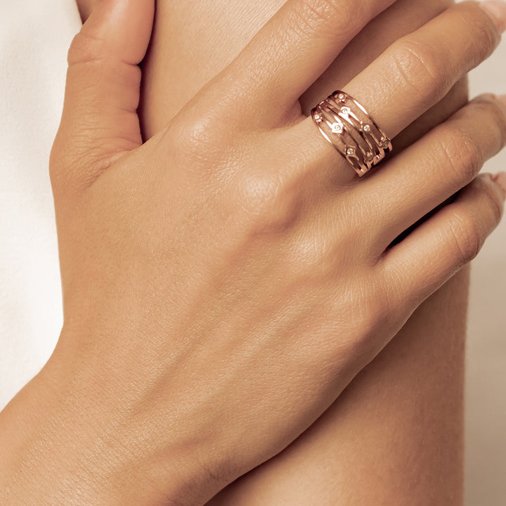 Bague Ouverte Cristal Multi-Rangs Waterproof