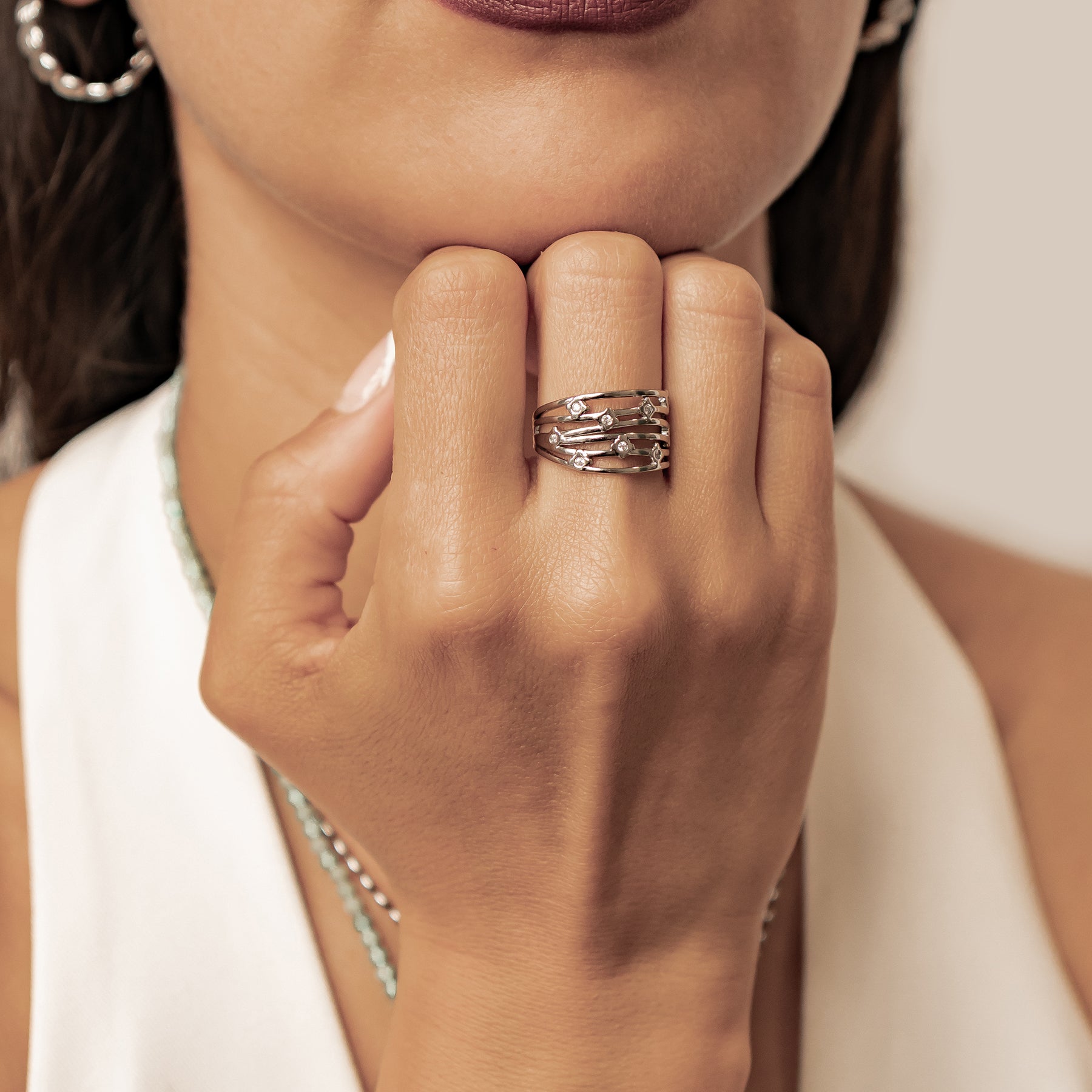 Multi-Band Kristall Open Ring – Wasserfest