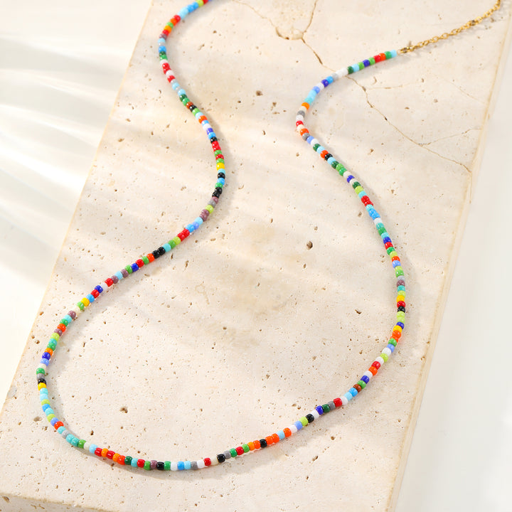 Collier Perles Multicolores Résistant à l’Eau