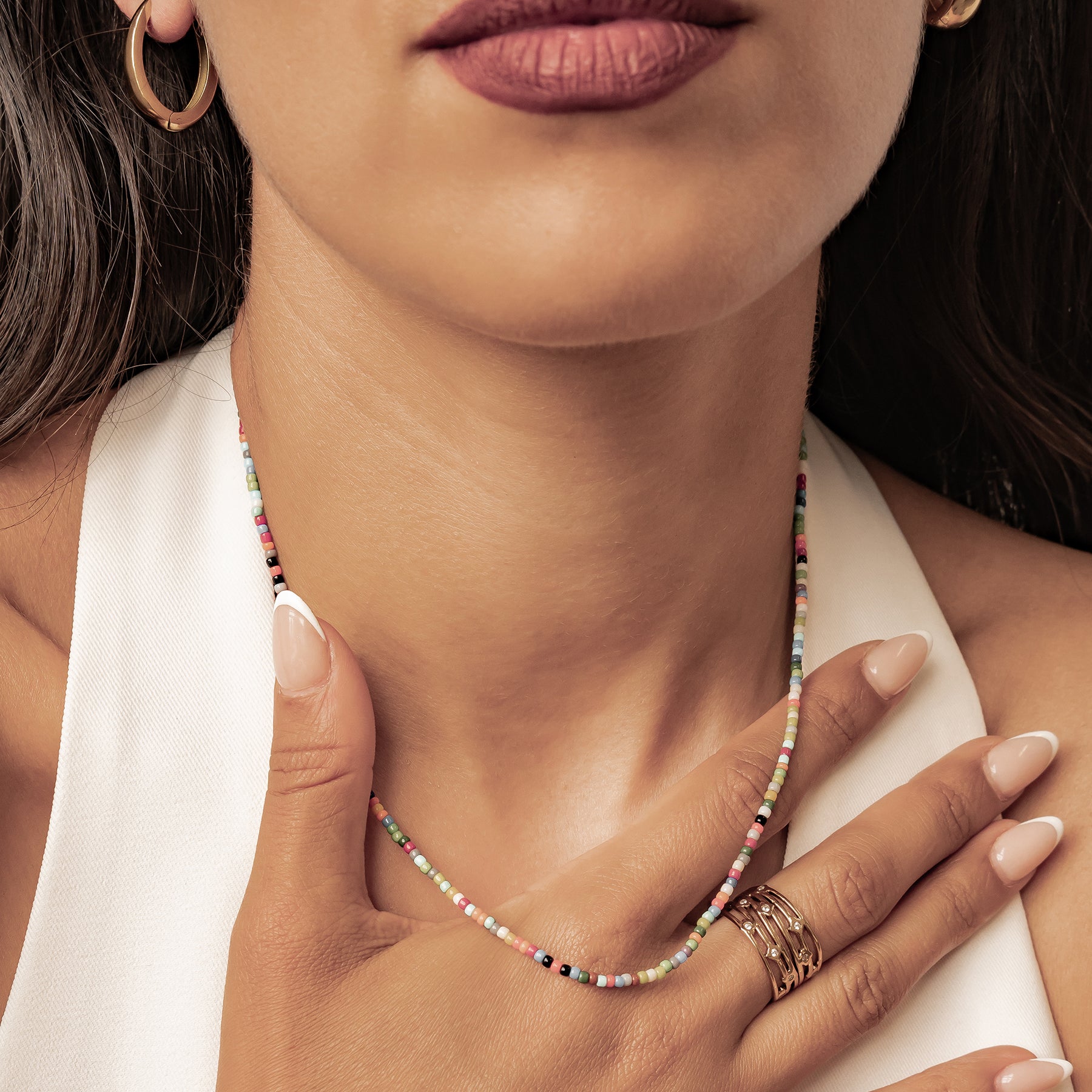 Collar Cuentas Multicolor Impermeable