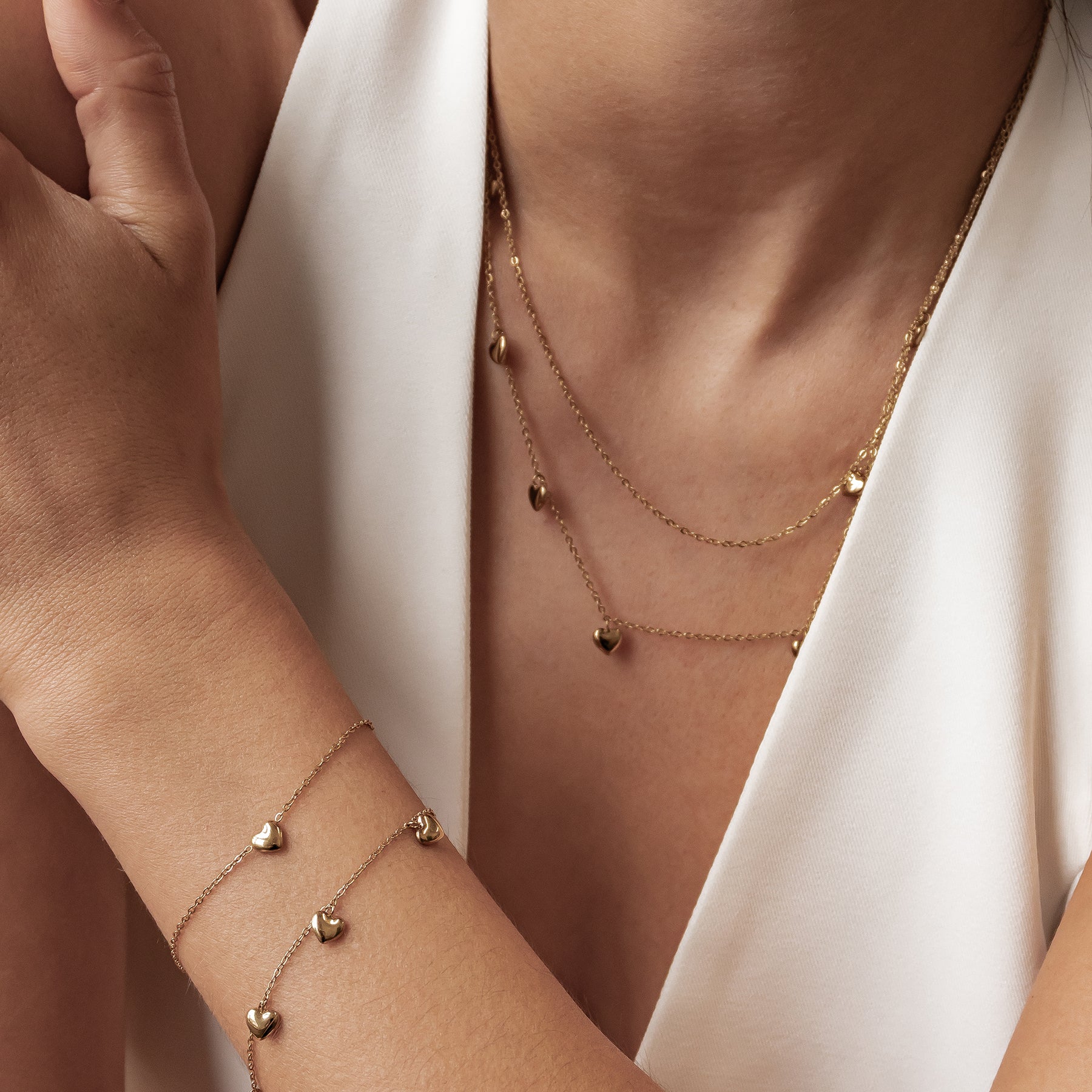 Multiple Chunky Heart Bracelet Waterproof