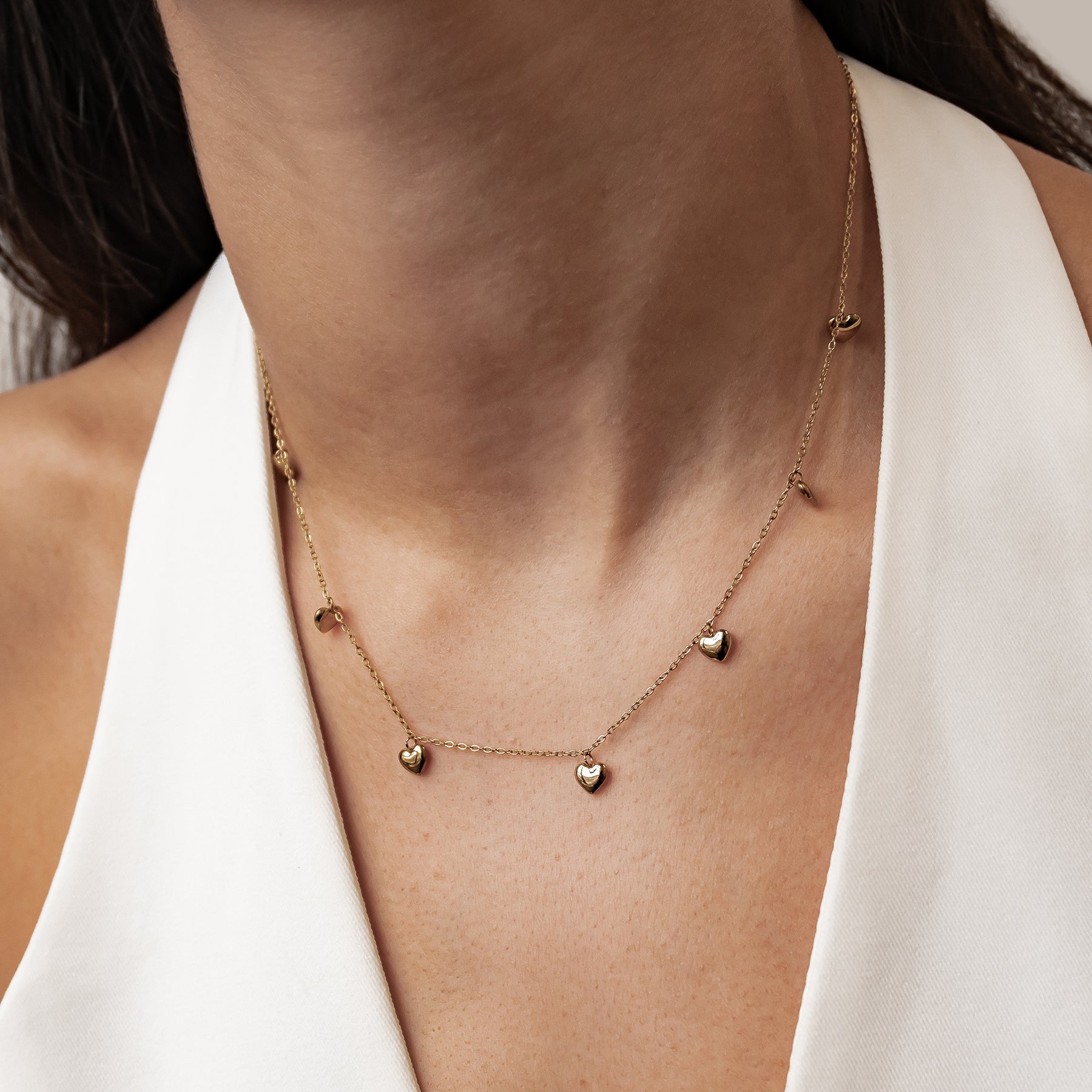 Mehrteiliges Chunky Herz Schmuckset – Wasserdicht aus Edelstahl