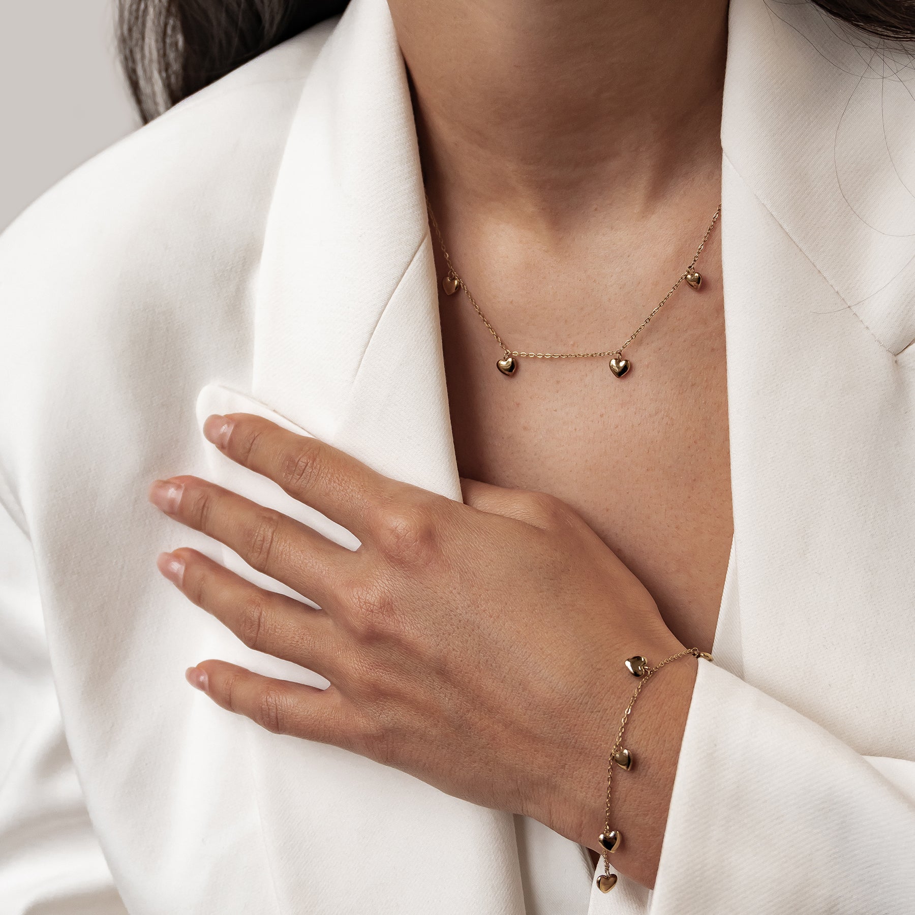 Mehrteiliges Chunky Herz Schmuckset – Wasserdicht aus Edelstahl