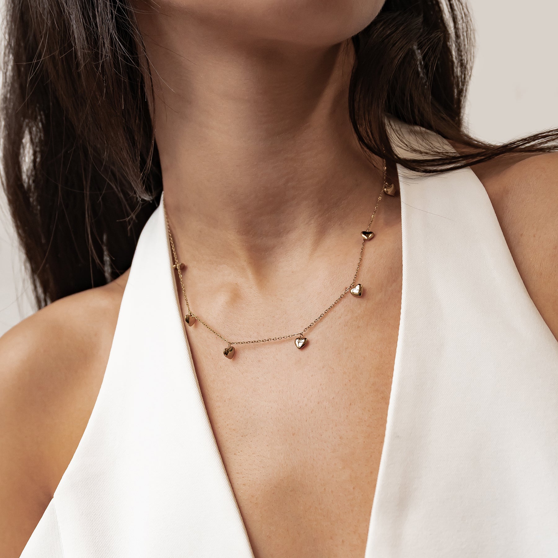 Mehrteiliges Chunky Herz Schmuckset – Wasserdicht aus Edelstahl