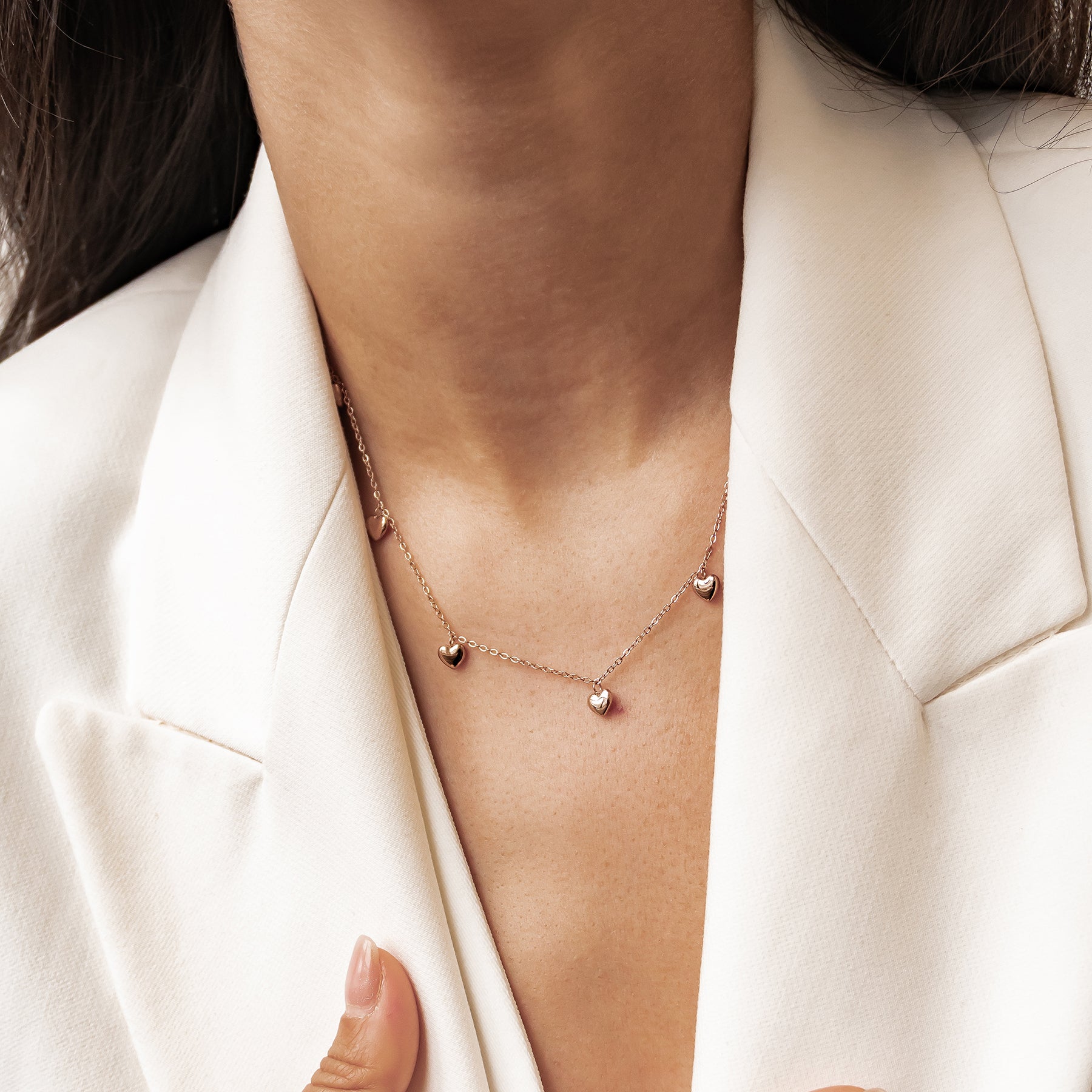 Mehrteiliges Chunky Herz Schmuckset – Wasserdicht aus Edelstahl