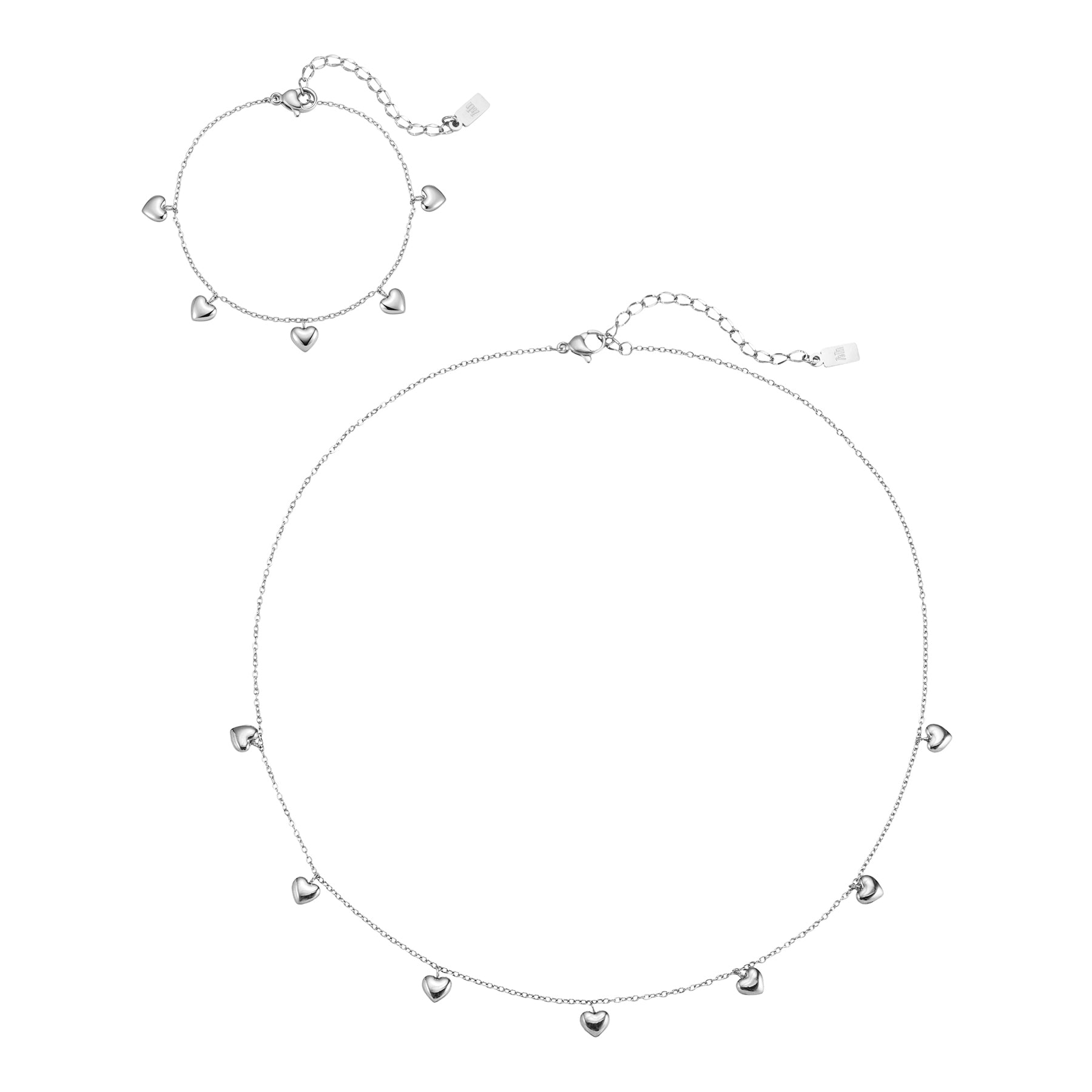 Mehrteiliges Chunky Herz Schmuckset – Wasserdicht aus Edelstahl