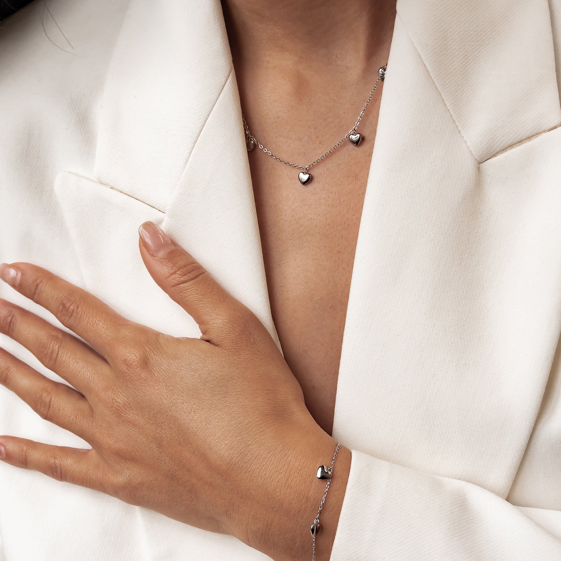 Mehrteiliges Chunky Herz Schmuckset – Wasserdicht aus Edelstahl