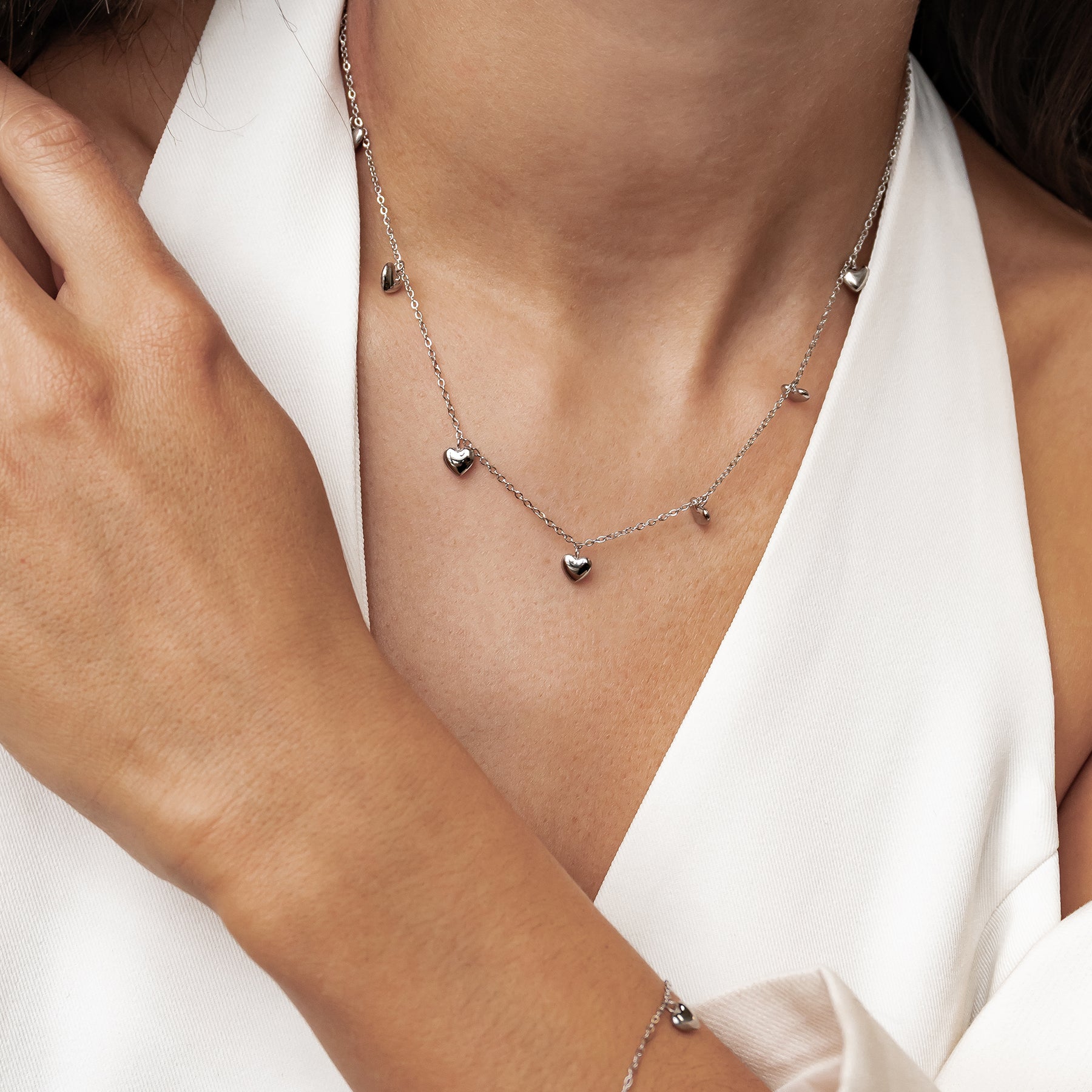 Mehrteiliges Chunky Herz Schmuckset – Wasserdicht aus Edelstahl