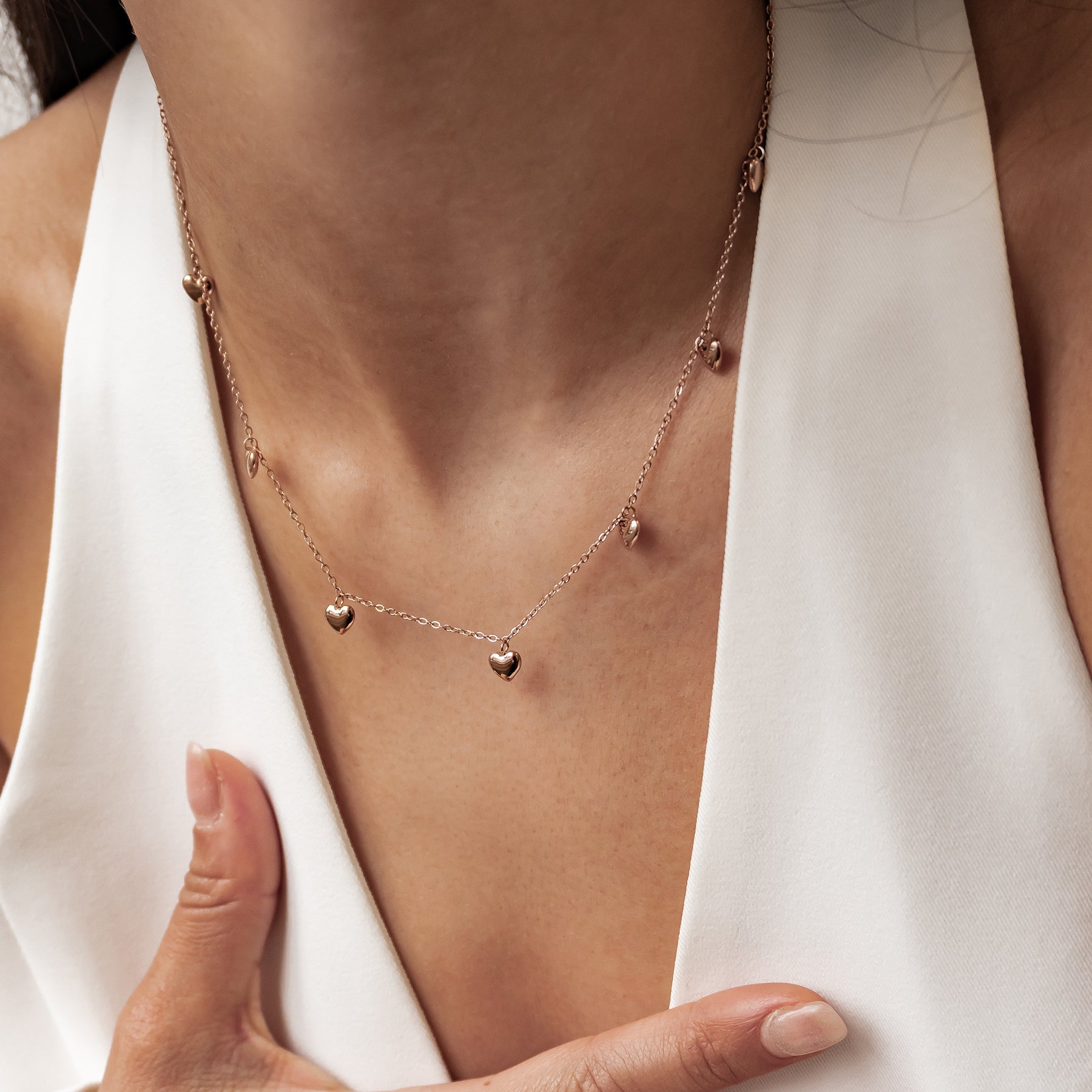 Multiple Chunky Heart Necklace Waterproof