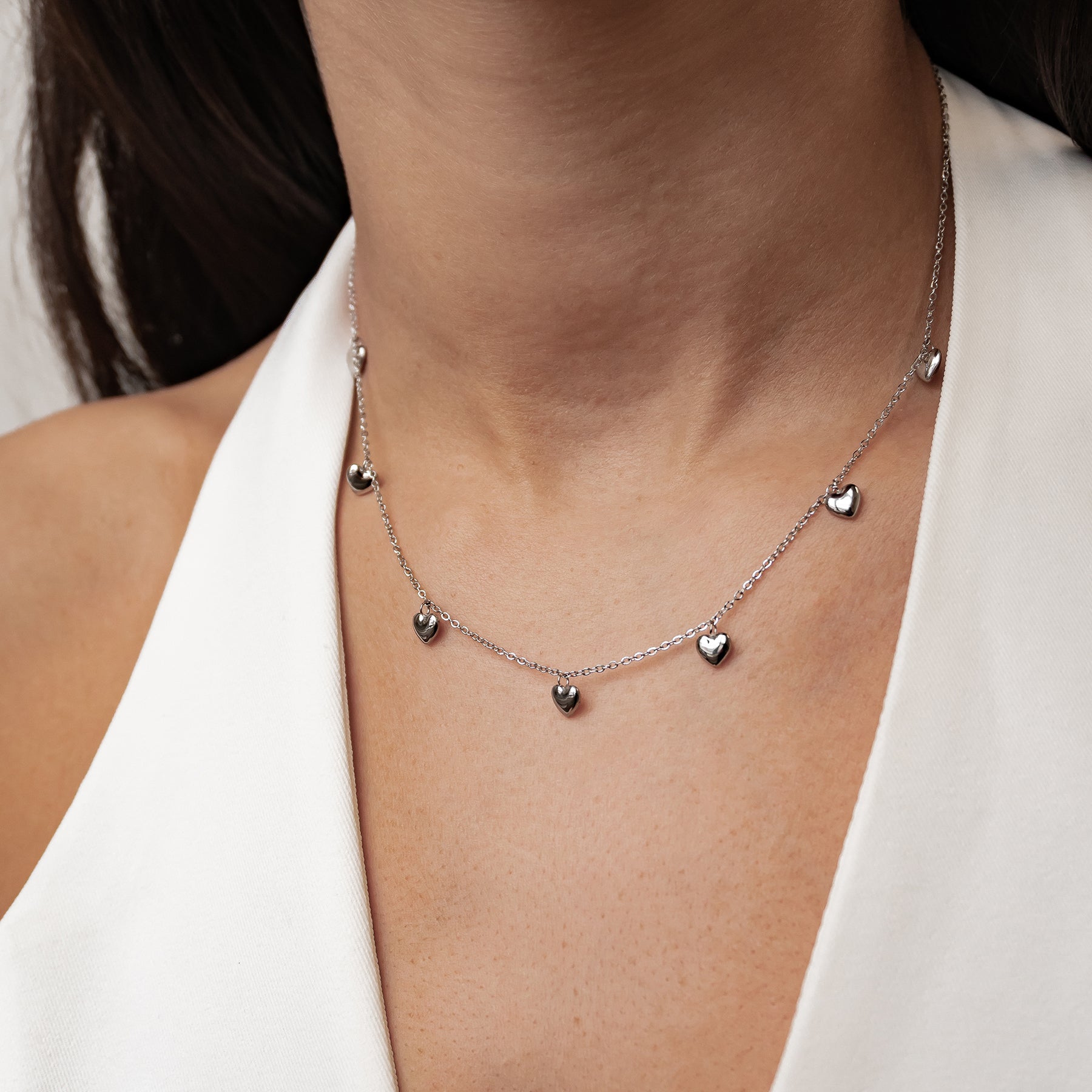 Multiple Chunky Heart Necklace Waterproof