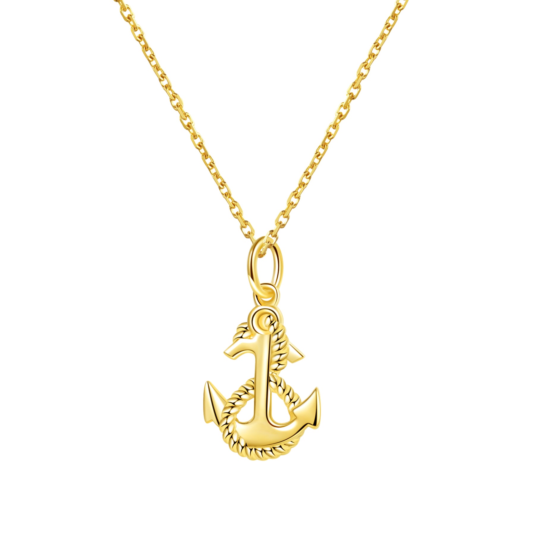 Collier Pendentif Ancre Nautique 14K