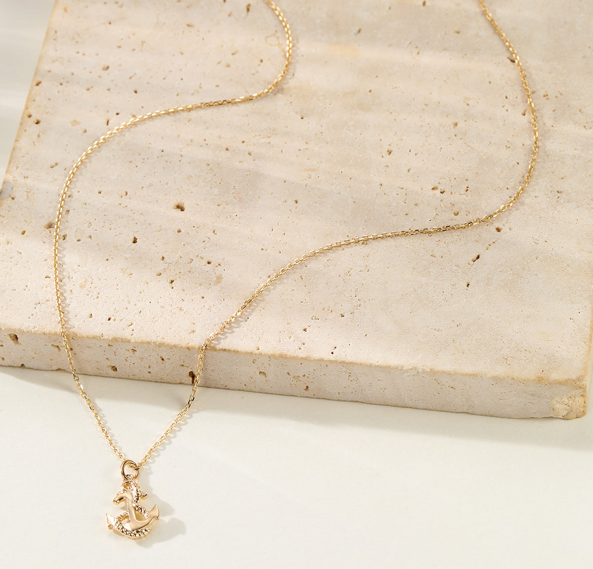 Collier Pendentif Ancre Nautique 14K