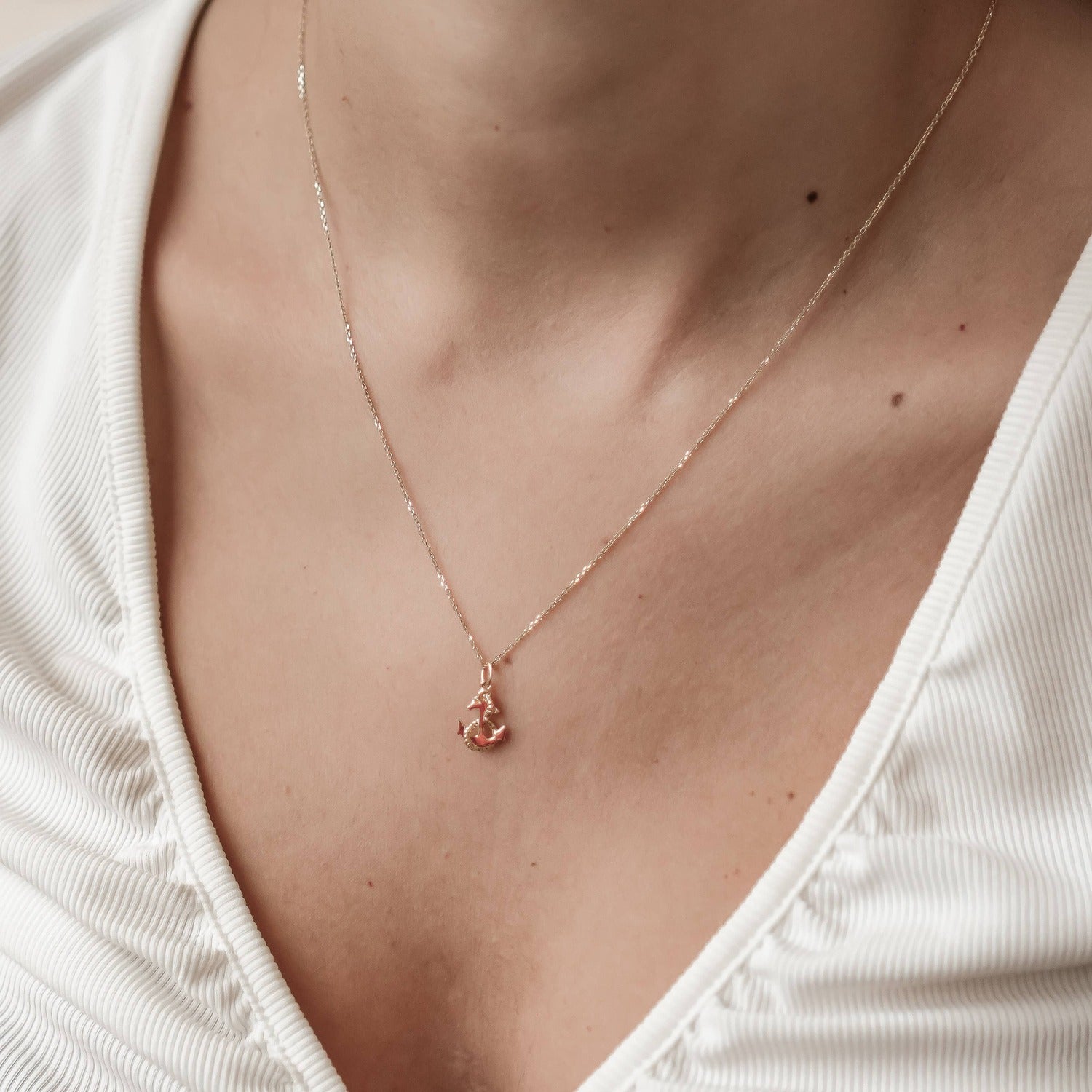 Collier Pendentif Ancre Nautique 14K