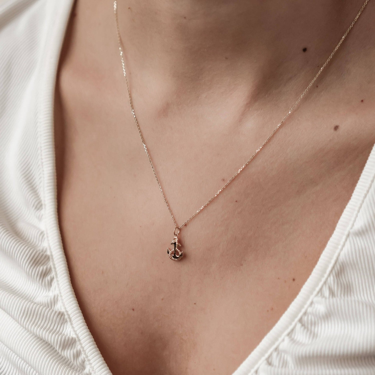 Collier Pendentif Ancre Nautique 14K