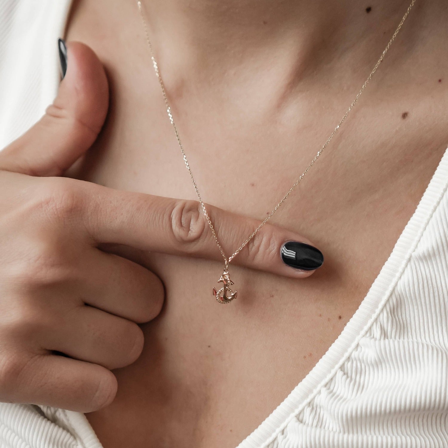 Collier Pendentif Ancre Nautique 14K