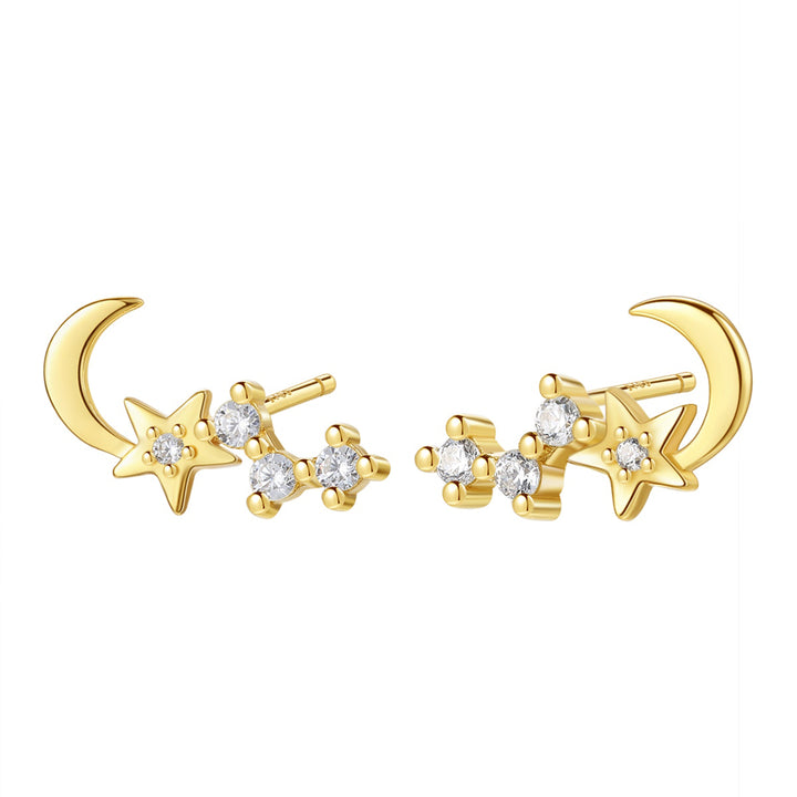 Pendientes Botón Cielo Estrellado Plata de Ley 925 en Oro